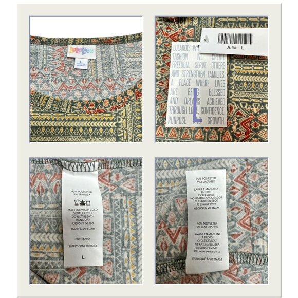 LuLaRoe Retired Julia Bundle of 2 L Dresses all NWT Multicolors - Picture 5 of 7